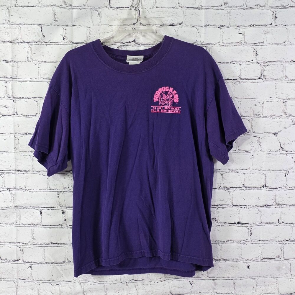 Vtg Fudpucker's Men's Large Purple Beachside Bar & Grill SS T-Shirt